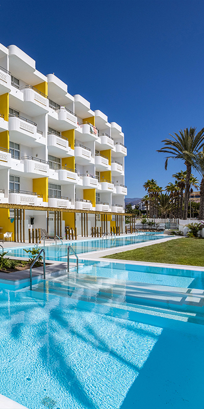  Emblematic image of double deluxe pool rooms at the Abora Catarina by Lopesan Hotels in Playa del Inglés, Gran Canaria 